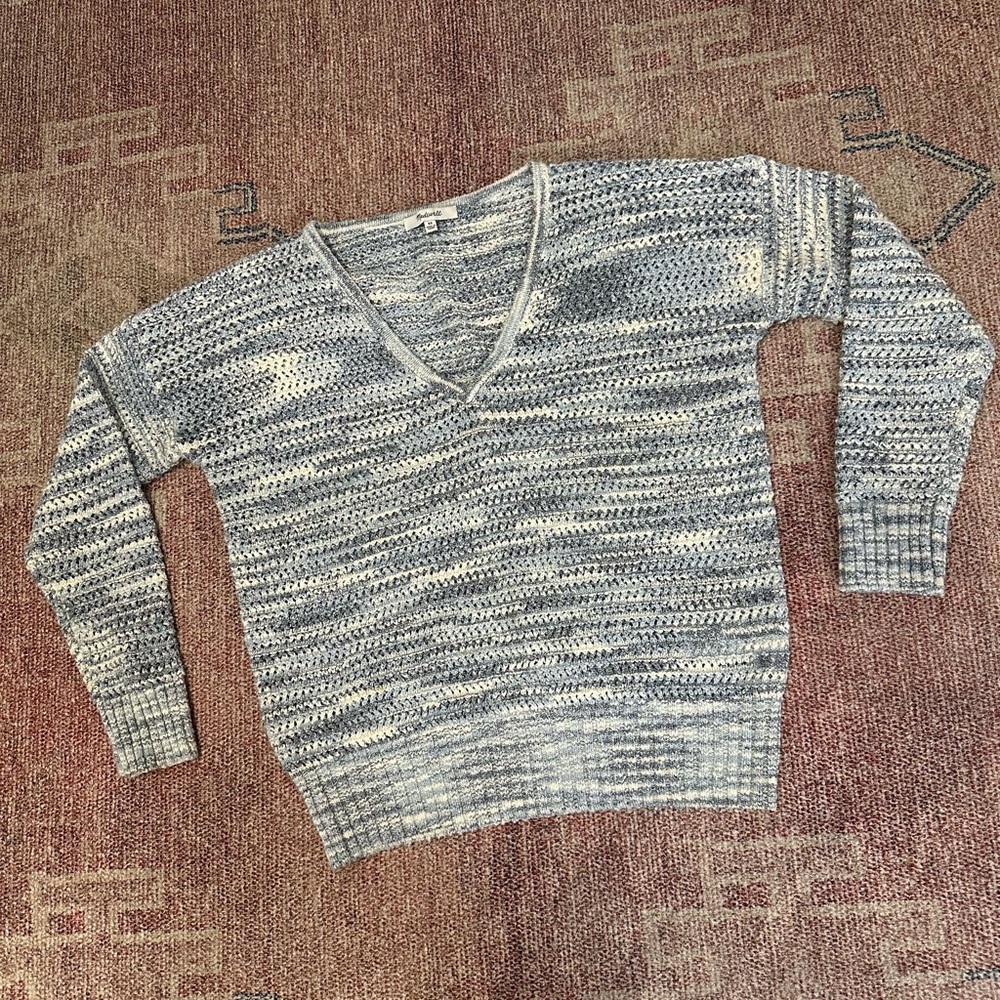 Madewell blue heathered long sleeve v neck soft cozy sweater xs
